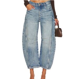 We The Free Good Luck Mid Rise Barrel Jeans Blue